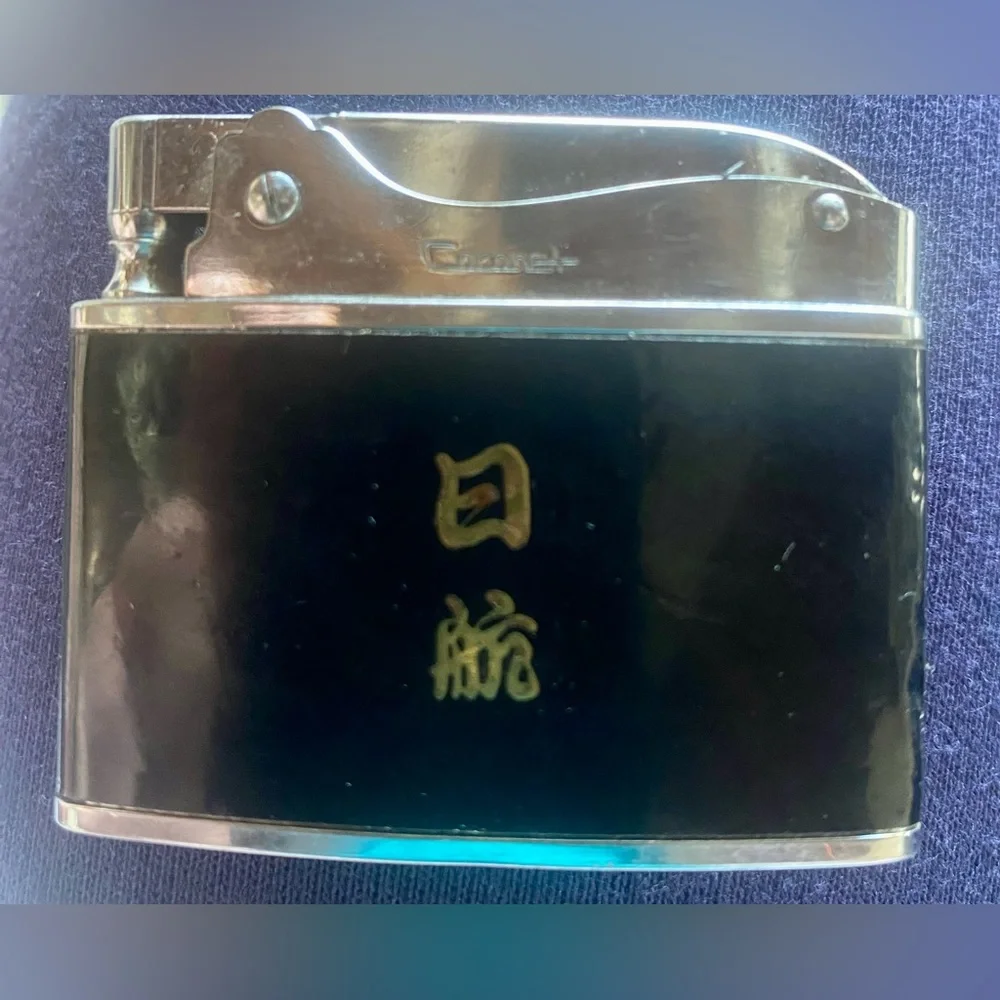 Vintage JAL Chrome and Black Lighter